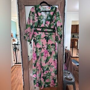FARM Rio Pink and Green Floral Jumpsuit